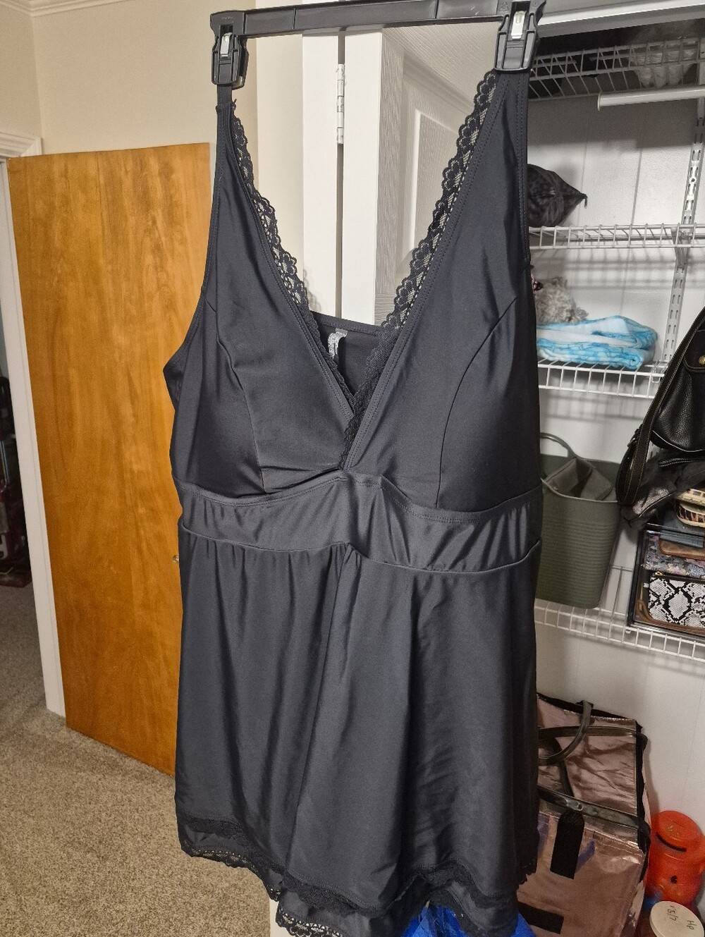 Torrid Black Lace-Trim Swim Dress (Size 4)